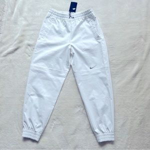 NWT Nike Drawstring Cargo Pants with Silver Logo White L